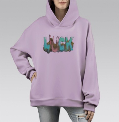 LUCK / УДАЧА, Hoodie Mono Fiolet, оверсайз, утепленная