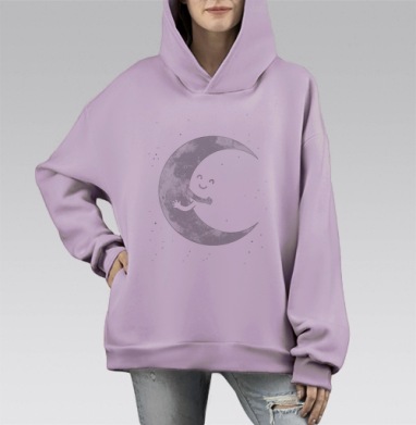 лунная любовь, Hoodie Mono Fiolet, оверсайз, утепленная
