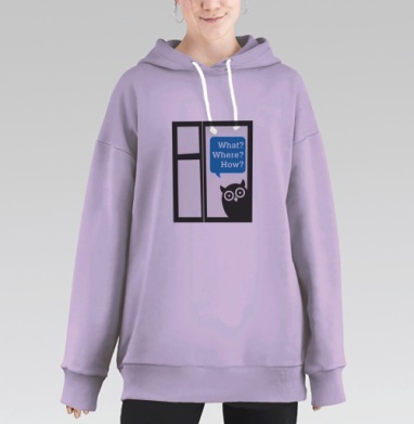 Любопытная сова: минималистичный мудрый дизайн, Hoodie Long Oversize Fiolet