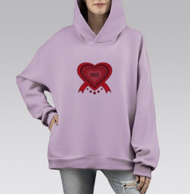 любовь 100%, Hoodie Mono Fiolet, оверсайз, утепленная