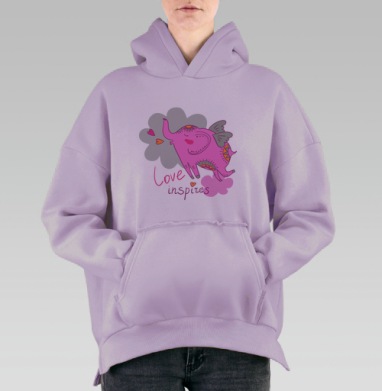 Любовь окрыляет, Hoodie Oversize Fiolet, утепленная