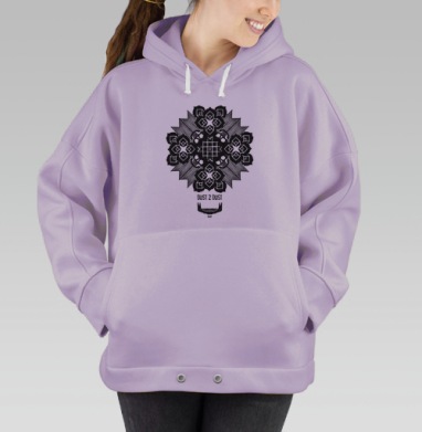 Мандала «Прах к праху» в стиле графики и тату, Hoodie Oversize Fiolet
