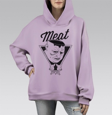 Meat / Мясо, Hoodie Mono Fiolet, оверсайз, утепленная