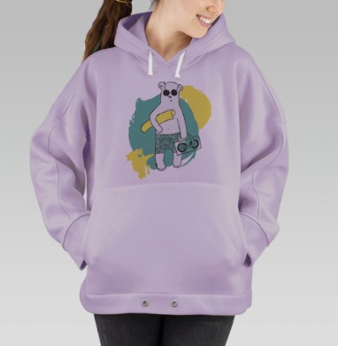 Медведь на пляже, Hoodie Oversize Fiolet