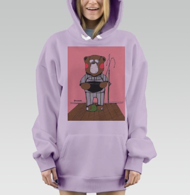 Медведь в пижаме с удочками на пирсе – мечта и уют, Hoodie Mjhigh Dig Mel, Fiolet, утепленная