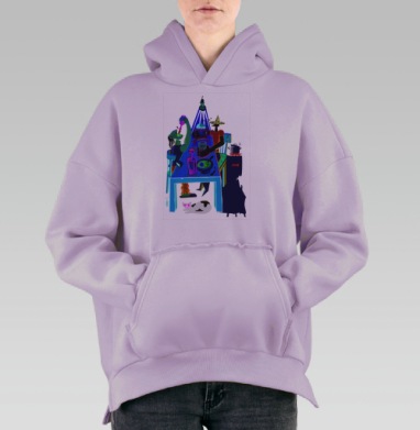 Механический торс киборга, анатомия машины, Hoodie Oversize Fiolet, утепленная