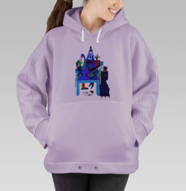 Механический торс киборга, анатомия машины, Hoodie Oversize Fiolet