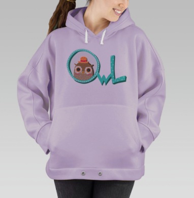 Милая иллюстрация совы OWL в векторном стиле, Hoodie Oversize Fiolet