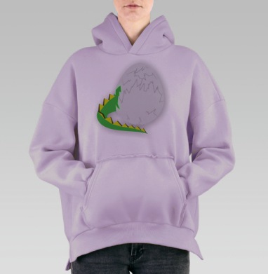 Милое вылупление драконьего детёныша, Hoodie Oversize Fiolet, утепленная