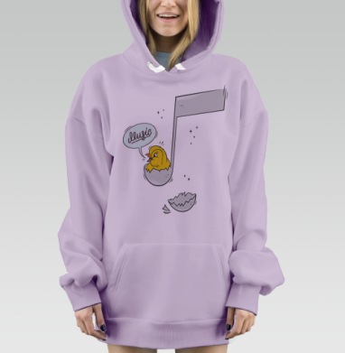 Милый жёлтый птенец и музыкальная нота, Hoodie Mjhigh Dig Mel, Fiolet, утепленная