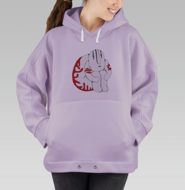 Минималистичный арт: персонаж в раздумье с красными акцентами, Hoodie Oversize Fiolet