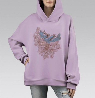 Мишка в мечтах, Hoodie Mono Fiolet, оверсайз, утепленная