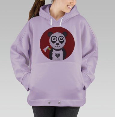 Модный принт Панда с топором – стильная иллюстрация, Hoodie Oversize Fiolet