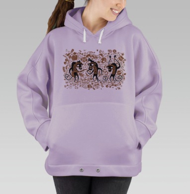Monkeys and music / Обезьяны и музыка, Hoodie Oversize Fiolet