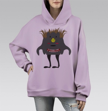 Монстрик, Hoodie Mono Fiolet, оверсайз, утепленная