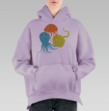 Морские друзья, Hoodie Oversize Fiolet, утепленная