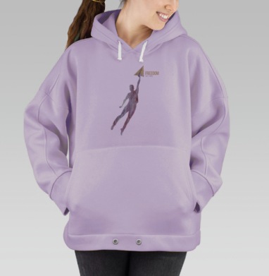 Мотивирующее акварельное панно «Свобода дает крылья», Hoodie Oversize Fiolet