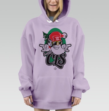 Мультяшный зимний персонаж слушает веселую музыку Крутой Санта Клаус, Hoodie Mjhigh Dig Mel, Fiolet, утепленная