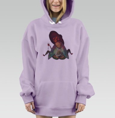 Муха с татуировкой дракона, Hoodie Mjhigh Dig Mel, Fiolet, утепленная