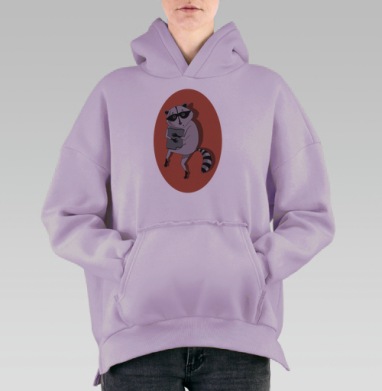 Мягкая игрушка Енот с подушкой – уют и защита, Hoodie Oversize Fiolet, утепленная