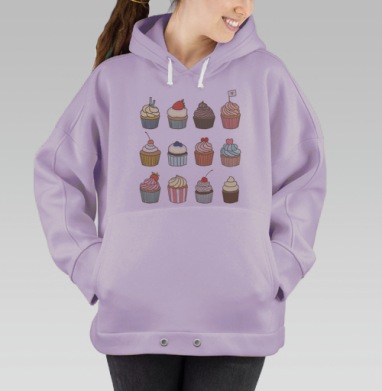 Набор из 12 кексов с уникальным украшением, Hoodie Oversize Fiolet