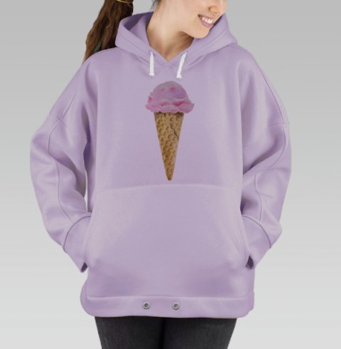 Нежный акварельный рожок с мороженым, Hoodie Oversize Fiolet