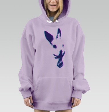Неоновый силуэт загадочного животного, Hoodie Mjhigh Dig Mel, Fiolet, утепленная