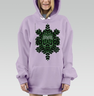 Неоновый зелёный узор снежинки, Hoodie Mjhigh Dig Mel, Fiolet, утепленная