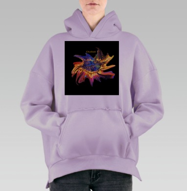Ночной город Дубай с эффектом сияния и взрыва энергии ночью, Hoodie Oversize Fiolet, утепленная