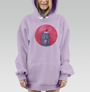 Новогодний медведь, Hoodie Mjhigh Dig Mel, Fiolet, утепленная