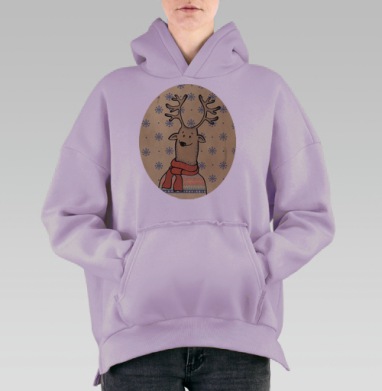 Олень, Hoodie Oversize Fiolet, утепленная