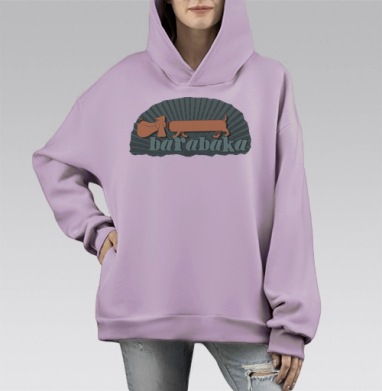 Оригинальное мультяшное лого с длинной таксой Barabaka, Hoodie Mono Fiolet, оверсайз, утепленная