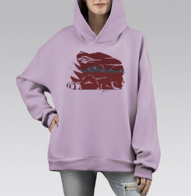 Отчаяние одиночество и социальная изоляция на фоне флага, Hoodie Mono Fiolet, оверсайз, утепленная