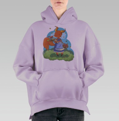 Озорная белка, Hoodie Oversize Fiolet, утепленная