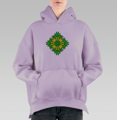 Пальмовый квадрат, Hoodie Oversize Fiolet, утепленная