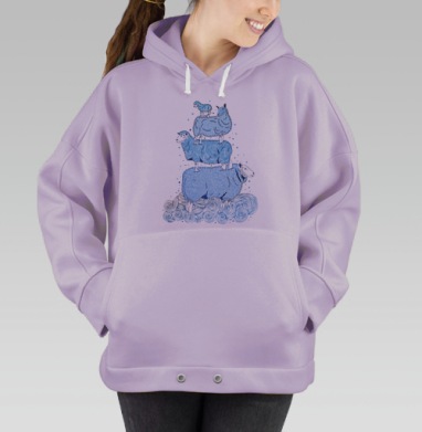 Пирамида из овец в линейной графике – арт постер, Hoodie Oversize Fiolet
