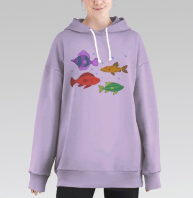 Pisces / Рыбы, Hoodie Long Oversize Fiolet