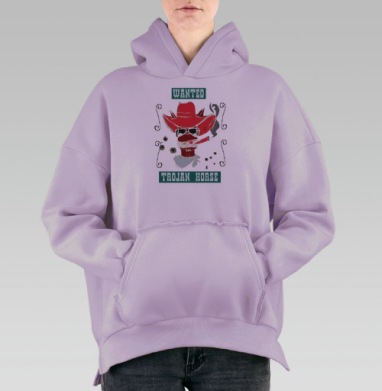 Плакат «Разыскивается: Троянский конь» в стиле комикс, Hoodie Oversize Fiolet, утепленная
