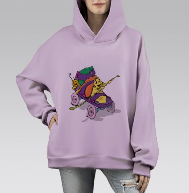 Побег Улиток, Hoodie Mono Fiolet, оверсайз, утепленная