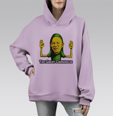 Политический сатирический портрет Зеленского в стиле Великого Корнхолио, Hoodie Mono Fiolet, оверсайз, утепленная