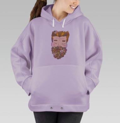 Портрет гармонии с природой с цветами и пчелой, Hoodie Oversize Fiolet