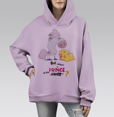 Price ot thePrince / Цена принца, Hoodie Mono Fiolet, оверсайз, утепленная