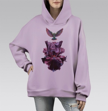 print_Pole copy, Hoodie Mono Fiolet, оверсайз, утепленная