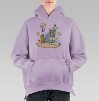 Прогулка в облаках, Hoodie Oversize Fiolet, утепленная
