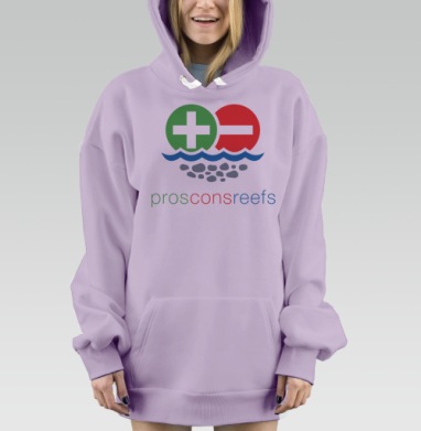 Prosconsreefs / Логотип критического анализа морских среды плюсы минусы рифов, Hoodie Mjhigh Dig Mel, Fiolet, утепленная