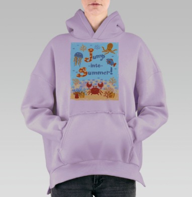Прыжок в лето, Hoodie Oversize Fiolet, утепленная