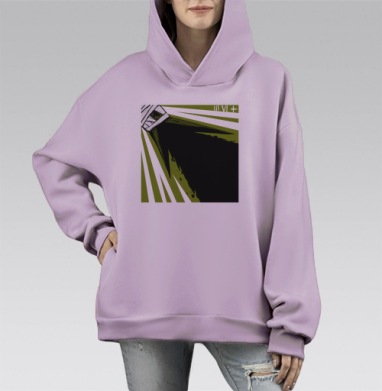 Птичья Больница, Hoodie Mono Fiolet, оверсайз, утепленная