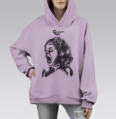 Птичка, Hoodie Mono Fiolet, оверсайз, утепленная
