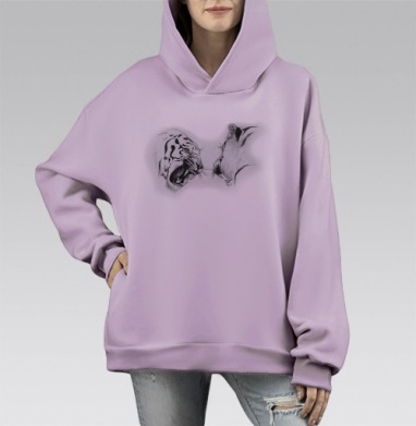 Р-ррррр, Hoodie Mono Fiolet, оверсайз, утепленная
