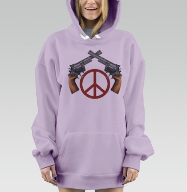 Револьверы и символ мира в контрасте, Hoodie Mjhigh Dig Mel, Fiolet, утепленная